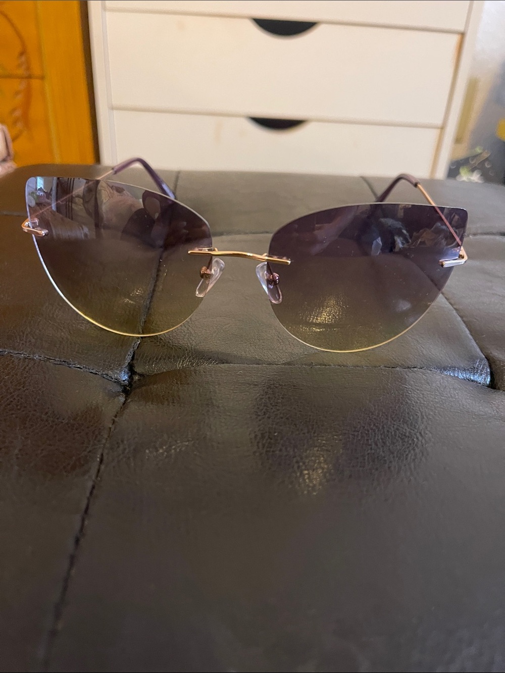 Rimless Gradient Purple Women's Sunglasses